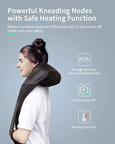 VeagleFly Shiatsu Masajeador de cuello con Calor, Cervical Masajeador Eléctrico de Espalda de Tejido Profundo con Amasamiento Potente en 3D para Alivio de Cuerpo Completo en Casa, Oficina o Coche