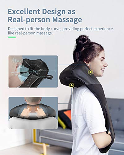 VeagleFly Shiatsu Masajeador de cuello con Calor, Cervical Masajeador Eléctrico de Espalda de Tejido Profundo con Amasamiento Potente en 3D para Alivio de Cuerpo Completo en Casa, Oficina o Coche