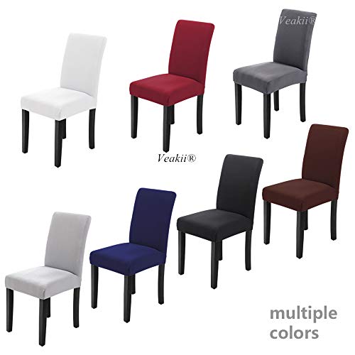 Veakii R Fundas para sillas Pack de 4 Fundas sillas Comedor, Lavable Comedor Asiento Cubre para el Comedor casero Modern Bouquet de la Boda, Hotel, Decor Restaurante（Gris Claro）