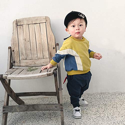 VECDY Ropa Bebe Niña Conjuntos de Ropa Trajes Verano Suave Moda para Niños Pequeños Bebé Carta Niños Niñas Sudadera con Capucha Trajes Ropa Romper Mono(Azul Marino,90)