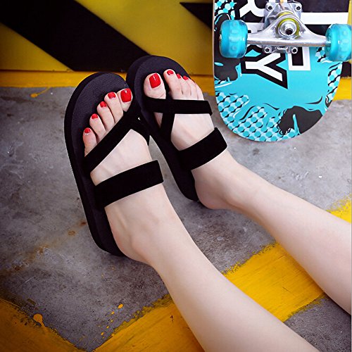 VECDY Zapatos Mujer Sandalias De Verano para Mujer Zapatillas Casuales Sandalias Planas Zapatos con Punta Abierta En La Playa Zapatillas Verano 2019 Popular(Negro, EU=39)