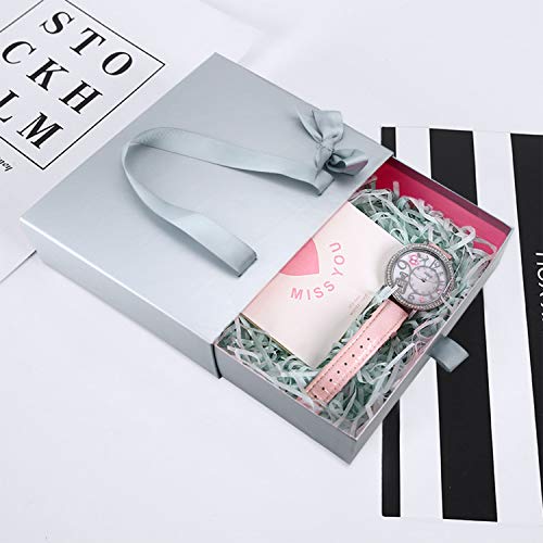 VEESUN Cajas de Regalo, 3pcs Grandes Cajón Cartón Bolsas de Regalo Caja de Papel Kraft con Manejar, Papel de Regalo para Aniversario Boda Fiesta Comunion Navidad San Valentín Año Nuevo, Gris