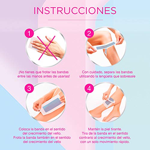 Veet Bandas de Cera Fria Depilatoria para Depilación Facial con Aceite de Almendras y Aroma de Aciano, Easy Gelwax, Pieles Sensibles, 40 Bandas