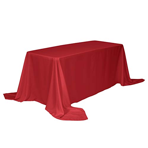 VEEYOO Mantel Rectangular 100% Poliéster Mantel Oblongo para Despedida de Soltera - Cubierta de Mesa Ovalada Suave y Sólida para Bodas Restaurante Fiesta Buffet Mesa (Rojo, 225x335 cm)