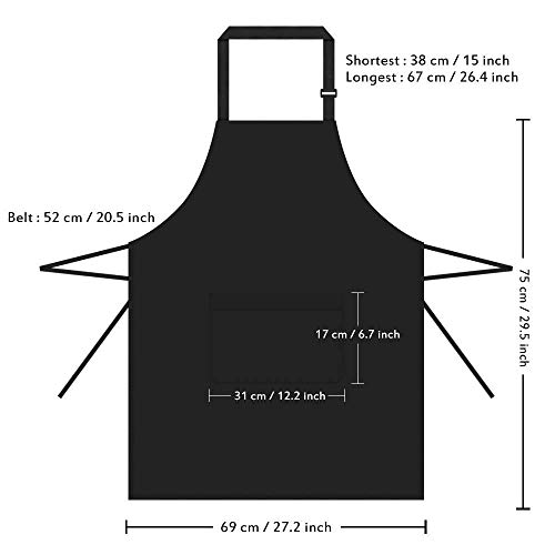 Vegena Delantales Impermeables Ajustables del Cocinero con 2 Bolsillo Cocina Delantale para Las Mujeres Hombres Unisexo, Delantal Chefs Cocina para Cocinar/Hornear/Barbacoa (Negro)