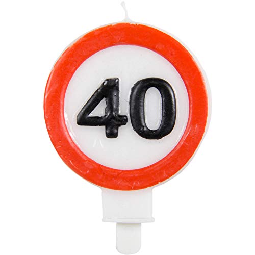 Vela de cumpleaños Party Collection vela 40 en forma de señal de tráfico 6x8.5cm