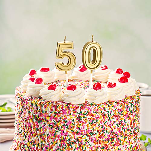 Velas de Cumpleaños de Años 50 Velas de Pastel Numeral Decoración de Topper de Velas de Feliz Cumpleaños para Suministros de Celebración de Aniversario Boda Cumpleaños