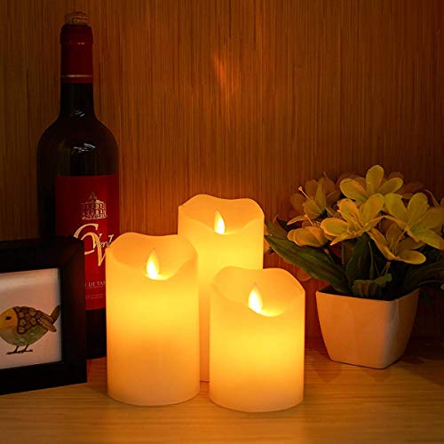 Velas de LED sin Llama, ALED LIGHT Pack de 3 Blanco Cálido más Multicolores Velas Electricas de Cera Reales con Mando a Distancia y Temporizador Velas Decorativas de pilas para Decoración, Bodas