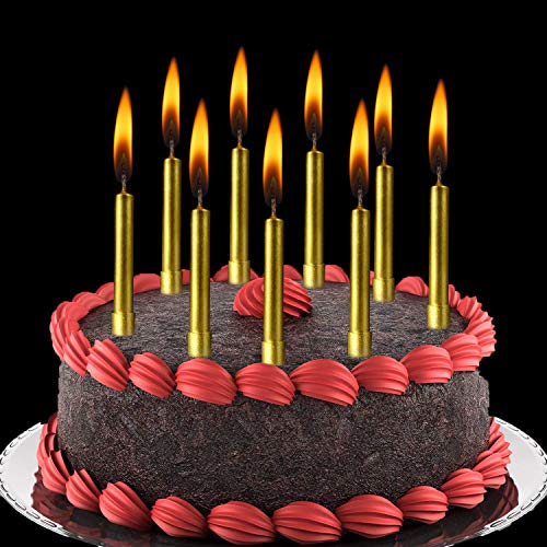 Velas de Tarta de Cumpleaños 24 Piezas de Velas de Fiesta para la Mayoría de Ocasiones (Dorado)