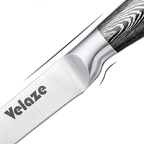 Velaze Juego de Cuchillos, Cuchillos de Cocina Profesional de Acero Inoxidable con Bloque Acrílico Giratorio, Gris(8 Piezas)