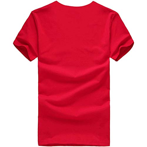 VEMOW Camisetas Mujeres Tallas Grandes Bandera Americana Gato Imprimir Camisa de Manga Corta Blusa(Rojo,L)