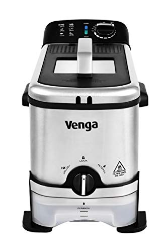 Venga! VG FT 1012 - Freidora con sistema de filtrado de aceite esmaltada en acero inoxidable y plástico, 2000 W, 3 L (negro)