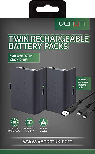 Venom - Twin Rechargeable Battery Packs Con Cubiertas, Color Negro (Xbox One)