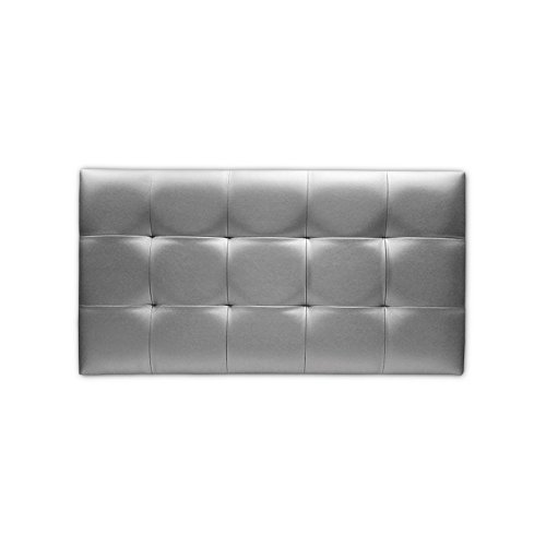 Ventadecolchones - Cabecero de Cama Tapizado Acolchado de Dormitorio en Polipiel con capitoné Modelo Tablet Plata y Medidas 151 x 70 cm para Camas de 135 ó 150