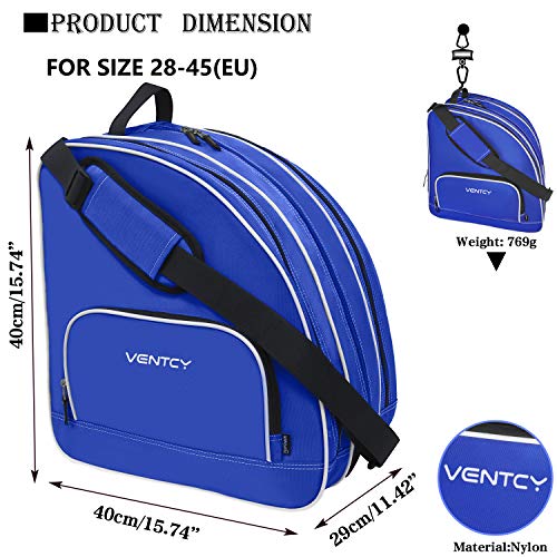 VENTCY Bolsa para Patines, Bolsa Patines Adulto, Bolsa Patines Ruedas, Bolsa Patines Línea para Nina, Bolsa Patines 4 Ruedas hasta El Tamaño 45 (EU) Azul