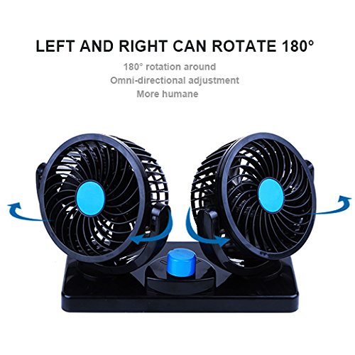 Ventilador de Refrigeración para Coche 12V Velocidad Ajustable 360 Grado Giratorio Silencioso Ventilación Fan MoTree para Coche Furgoneta SUV