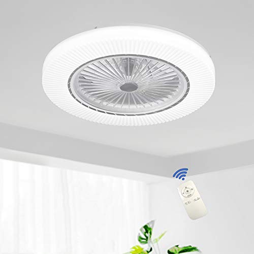 Ventilador De Techo LED 90W Luz Del Ventilador Invisible Plafon Con Iluminación Control Remoto Luces Regulable Silenciosa Sala Habitación De Niños Dormitorio Comedor Lámpara De Araña De Ventilador