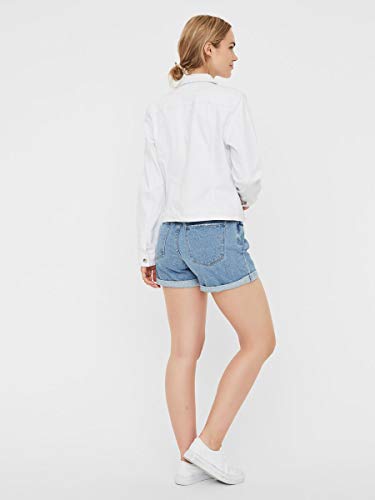 Vero Moda Vmhot SOYA LS Denim Jacket Mix Noos Chaqueta, Blanco (Bright White Bright White), 36 (Talla del Fabricante: X-Small) para Mujer