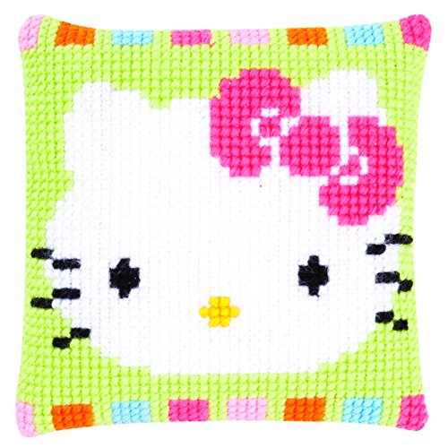 Vervaco PN-0153796 Ver - Cojín de Punto de Cruz diseño de Hello Kitty Colores Pastel