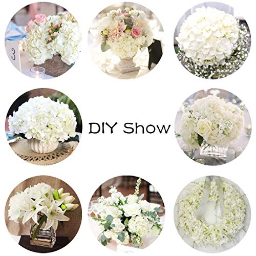 Veryhome 1piezas Hortensia Artificial Flores Hortensia de Seda Fake Hydrangea Bunch Arreglos Wedding Garden Home Party Decoración Floral (Blanco Ramo de hortensias - 1piezas)