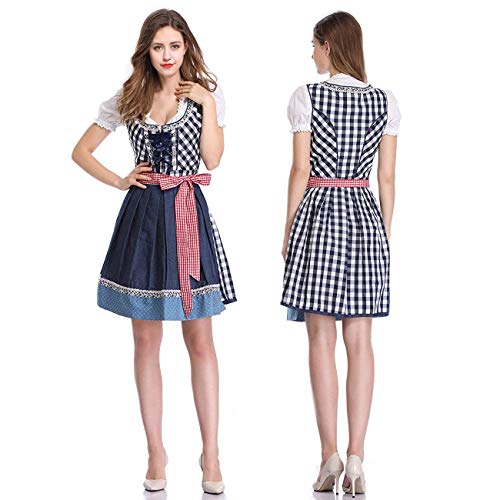 Vestido de Dirndl Disfraz para Mujer Traje Tradicional de Tirolesa para Fiesta de Cerveza Alemana de Oktoberfest Carnevale Festival Cosplay (36, Azul)