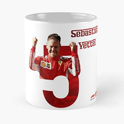 Vettel Five 5 Escuderia Ferrari Sebastian World Champion Escudetto La Mejor Taza de café de cerámica de mármol Blanco de 11 oz