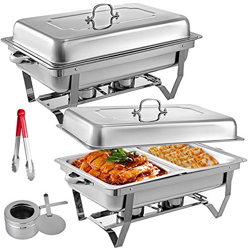 VEVOR Calentador Buffet de Acero Inoxidable 9L Quart Electrico Calentador Buffet con Bandeja de Agua Estufa Acero Inoxidable Bandeja de Comida para Buffet Hotel y Supermercado