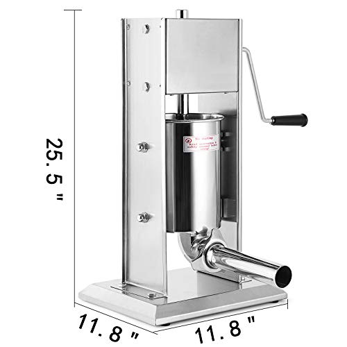 VEVOR Embutidora De Salchichas Vertical Acero Inoxidable Dos Velocidades 5L Hacer Salchichas Chorizo Hot Dogs Bratwurst Etc Adecuado Tanto para Uso Doméstico como Comercial