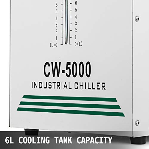 VEVOR Enfriador de Agua Refrigerado Industrial, 220V CW-5000DG para Tubo Láser CO2 de 80/100W, 6L Tanque, Enfriador de Tubo Láser de Vidrio, Enfriador de Aire Industrial con Termostato Preciso