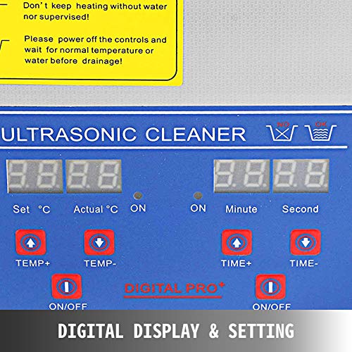 VEVOR Limpiador ultrasónico 1.3L Limpiador ultrasónico profesional Limpiador digital Pantalla ultrasónica (1.3L)