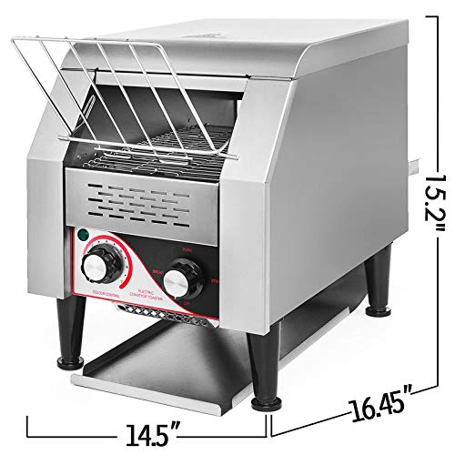 VEVOR Tostadora Comercial Eléctrica del Transportador 300 PCS/H Máquina de Tostar del Restaurante del Panecillo 2,240 W Dimensión de 418 x 368 x 387 mm Tostadora de Acero Inoxidable para Pan