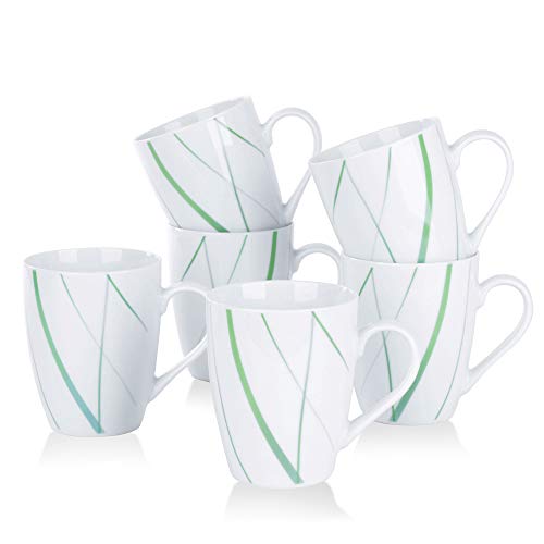 VEWEET Aviva 6 Piezas Vajillas de Porcelain Cafe Mug 10,3 CM Taza de Cafe Capacidad 360 ML Juego de Tazas