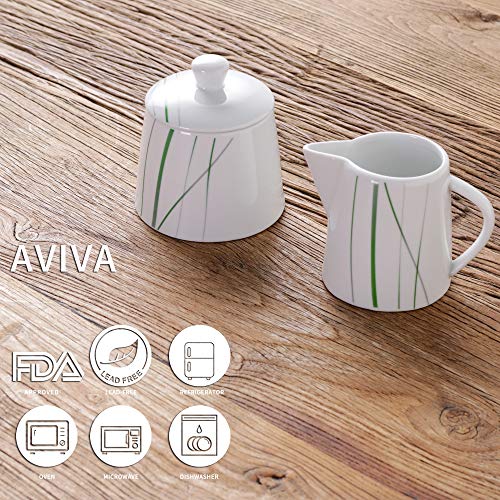 VEWEET AVIVA Juego de Porcelana Combi-Set de Cerámica con Jarra de Leche y Azucarero (2 Unidades con la Tapa)