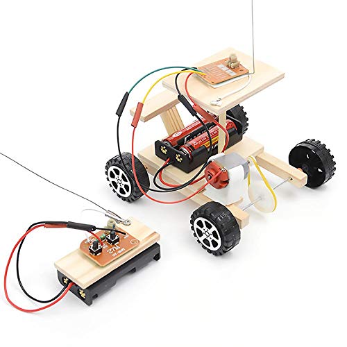 VGBEY Coche Modelo de DIY, Juego Educativo Hecho En Casa del Juguete del Vehículo Modelo Casero Hecho En Casa de Control Remoto de Madera Inalámbrico