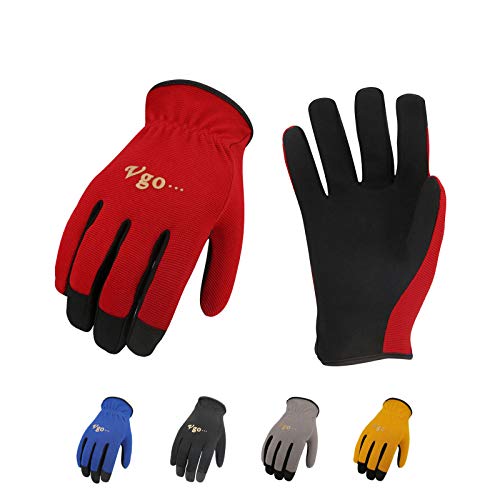 Vgo 5-Pares Guantes de Trabajo de Cuero Artificial, Jardinería, Multifunción (10/XL, AL8736)