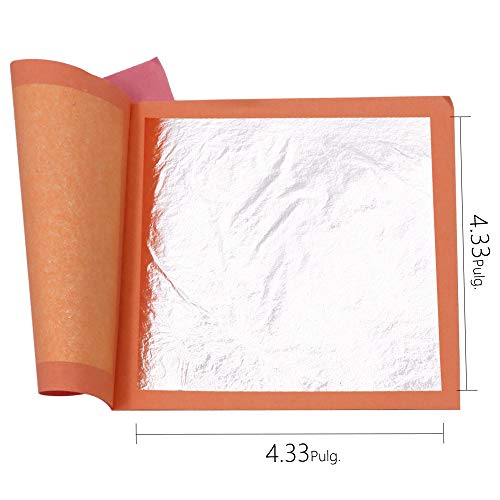 VGSEBA Pan de Plata Comestible Auténtico 25 hojas 9.5cm Lámina Dorada para Decoración de Pastel Dibujos Artesanías Manualidad Uñas Muebles