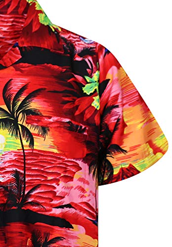 V.H.O. Funky Camisa Hawaiana, Surf, Rojo, L