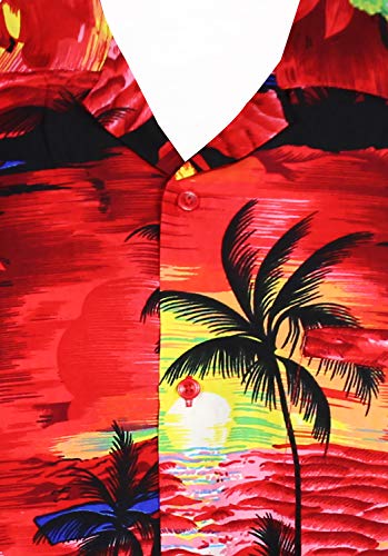 V.H.O. Funky Camisa Hawaiana, Surf, Rojo, L