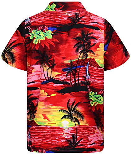 V.H.O. Funky Camisa Hawaiana, Surf, Rojo, L