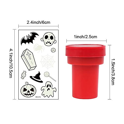 viccess 50pcs Juego de Sellos con 10pcs Halloween Luminoso Tatuajes Temporales,Sellos de Entintado de Animales Conjunto de Sellos Animales para Favores de Fiesta de Halloween