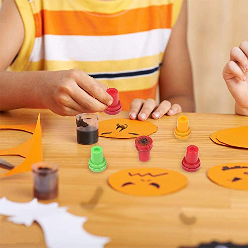 viccess 50pcs Juego de Sellos con 10pcs Halloween Luminoso Tatuajes Temporales,Sellos de Entintado de Animales Conjunto de Sellos Animales para Favores de Fiesta de Halloween