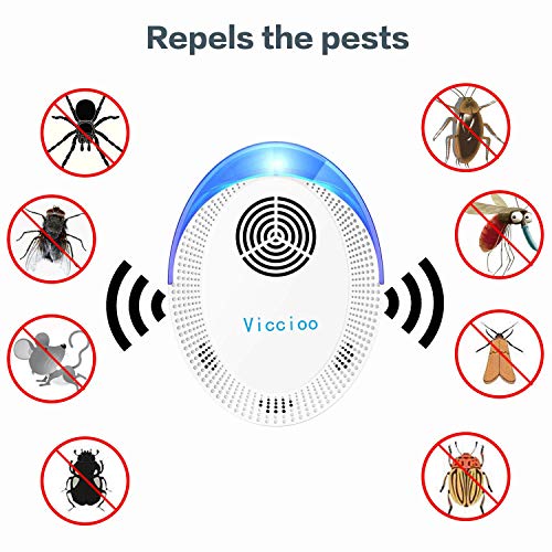 Viccioo 4Pcs Repelente Ultrasónico Mosquitos，Electrónico Repelente Ultrasónico Plagas Repelente Insectos Interiores Control de Plagas para Cucarachas Pulgas Moscas Arañas Hormigas Ratones Ratas