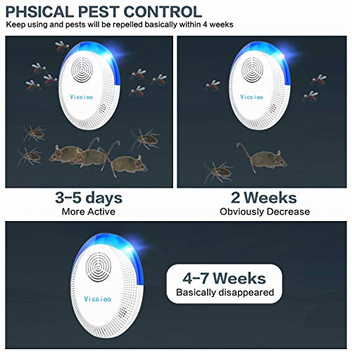 Viccioo 4Pcs Repelente Ultrasónico Mosquitos，Electrónico Repelente Ultrasónico Plagas Repelente Insectos Interiores Control de Plagas para Cucarachas Pulgas Moscas Arañas Hormigas Ratones Ratas