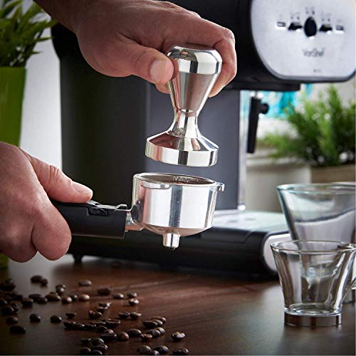 Vicloon Café Tamper, Prensador Cafe con Base de Silicona, Acero Inoxidable Prensador para Café Base Plana - 51mm