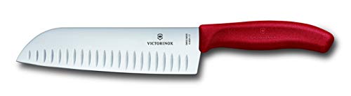 Victorinox 6.8521.17B Swiss Classic - Cuchillo santoku (17 cm, apto para lavavajillas, acero inoxidable), color rojo