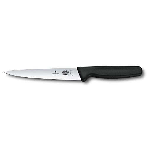 Victorinox Filetiermesser Blister Cuchillo FILETEAR Flexible, 16CM Negro BLIST 5.3803.16B, Acero Inoxidable, 16 cm