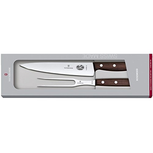 Victorinox - Juego de Tallado de Madera de Palisandro (2 Piezas, con Tenedor, Acero Inoxidable, 30 x 5 x 5 cm), Color marrón