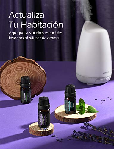 VicTsing Aceites Esenciales para Humidificador,100% Pure Natural,Perfume de Aromaterapia, 6*10ml-Naranja Dulce, Lavanda, Arbol de Té, Hierba de Limón, Eucalipto y Menta,etc. (6)