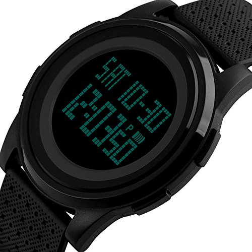 VICVIO Relojes Deportiva Junior Unisex Numeros de Buceo, correa Soft PU negro, retroiluminado y resistente al agua