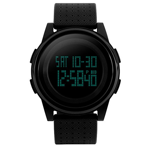 VICVIO Relojes Deportiva Junior Unisex Numeros de Buceo, correa Soft PU negro, retroiluminado y resistente al agua